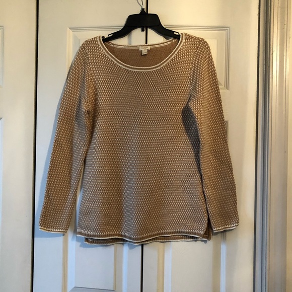 J.Crew Gold White BirdsEye Merino Blend Sweater S - Picture 1 of 4